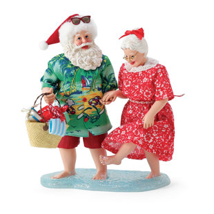 Possible Dreams Santa by the Sea a Walk on the Beach Figurine 10.5 Inch