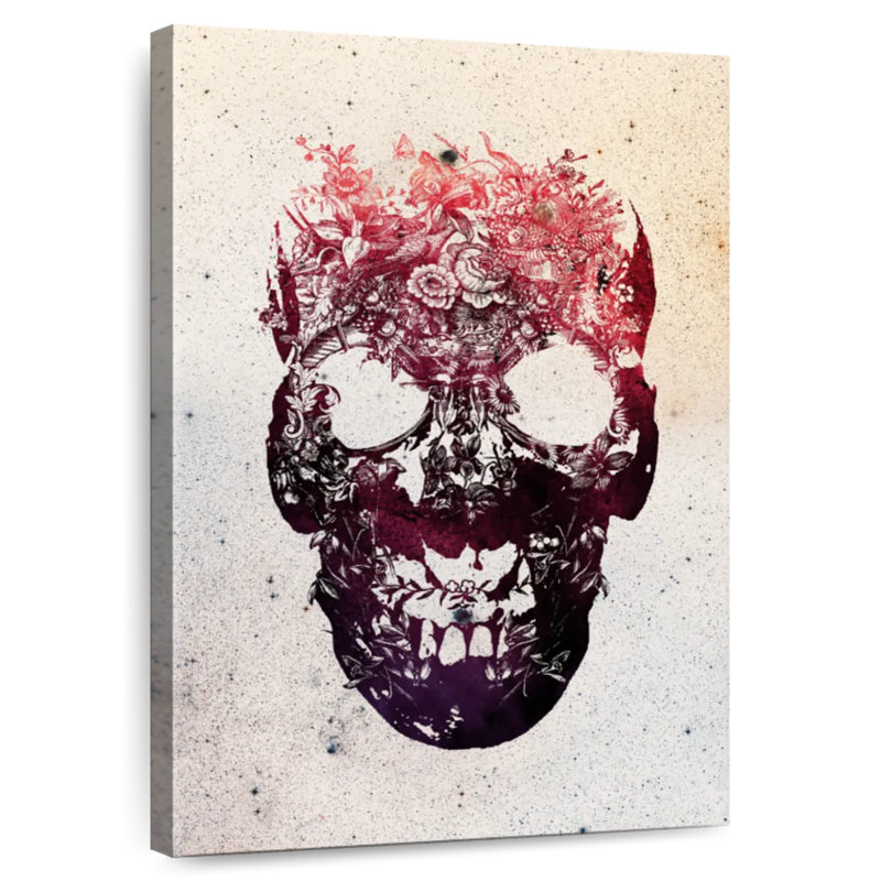 Kerner Pink Floral Skull, 24" H x 16" W