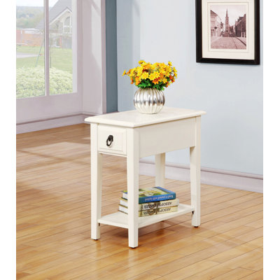 Table de bout, petite table d'appoint, table d'appoint rectangulaire avec tiroir et tablette inférieure
