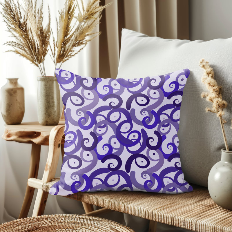 Throw Pillow Cover, Purple/White Geometric, 14"H x 14"W