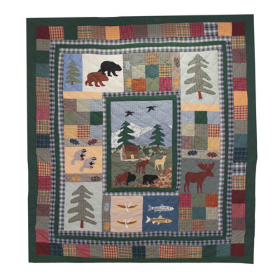 Northwoods Walk Rustic Cotton Animal Print Quilt