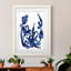 Indigo brossé Blooms II encadré mat - prêt à accrocher-2130635311-2130635310
