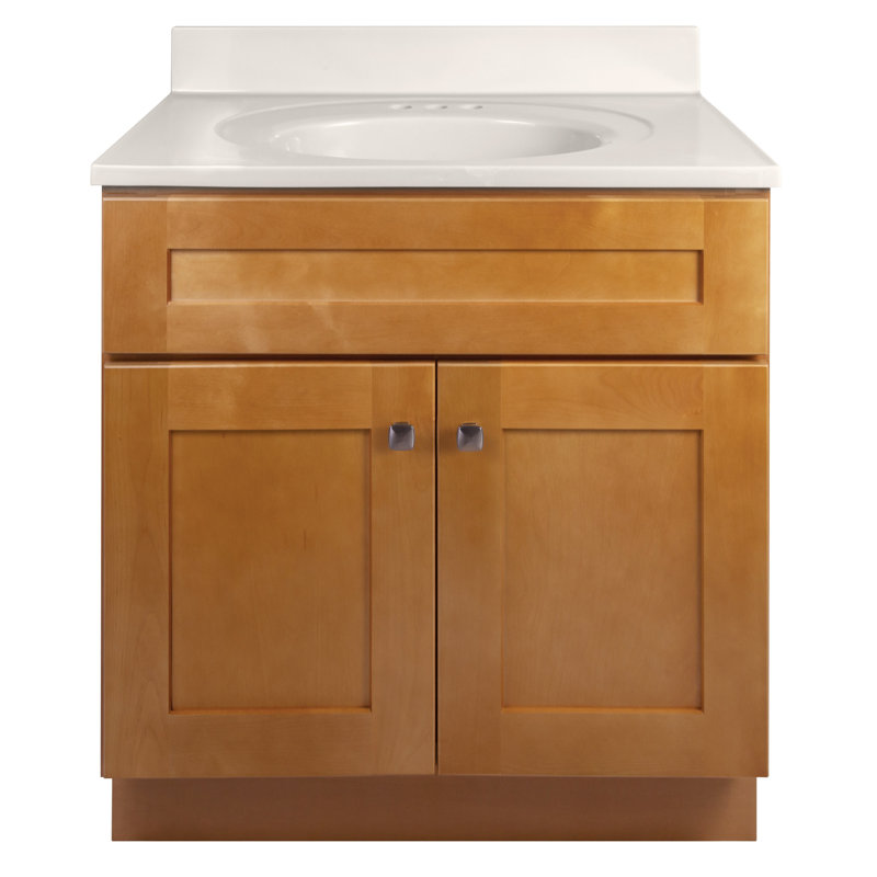 Meuble-lavabo de 31 po avec plateau Brookings, prêt à assembler, Brun