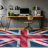 Kehr British Flag Vintage Novelty Red Blue White Area Rug