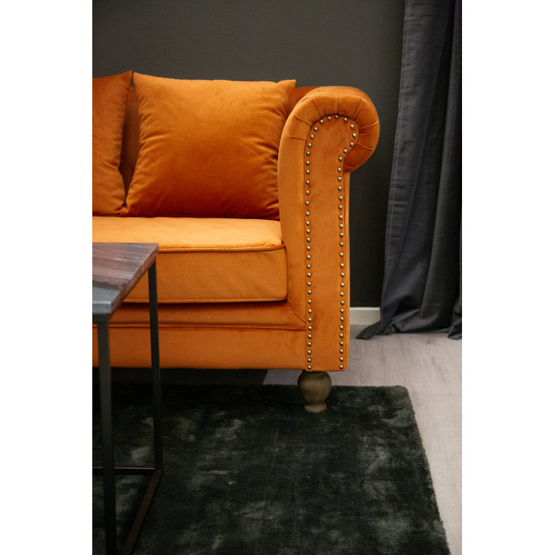 Fenella Velvet Sofa, Rusty Orange