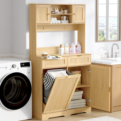 Garde-manger de 180 cm avec rangement pour poubelle à bascule et station de recharge