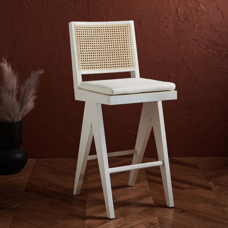 Tabouret de bar Garett Colette, Blanc/naturel, Tabouret de bar (siège d'une hauteur de 28,7 po)