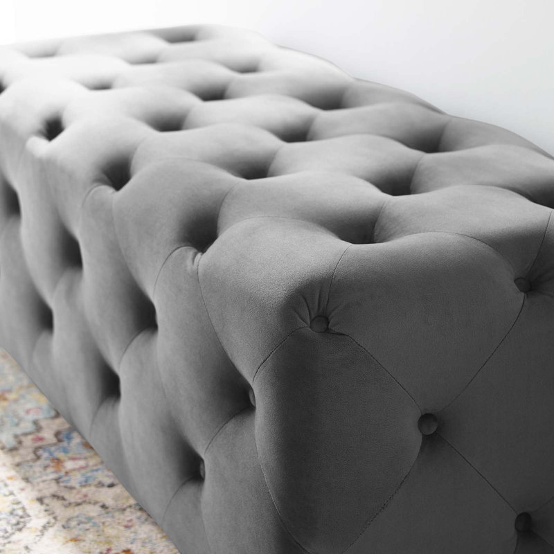 Banc de hall d'entrée capitonné Modway Amour, Gris, H 16,5 po x l 60 po x P 19 po