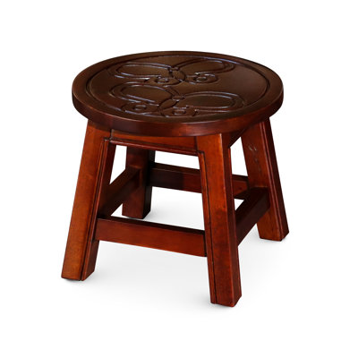Wooden Butterflies Step Stool In Cherry - Strong And Functional For Home Decor 10" H X 11" D Stool, With Design Adults
