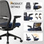 Fauteuil de bureau ergonomique COLAMY, siège de bureau à réglage instantané avec siège en lévitation, accoudoirs synchronisés 4D, soutien lombaire et dossier en filet respirant, bleu foncé-1989672802