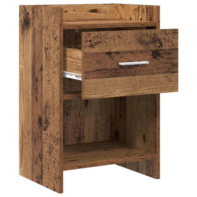 40cm W Composite Bedside Table, Old Wood
