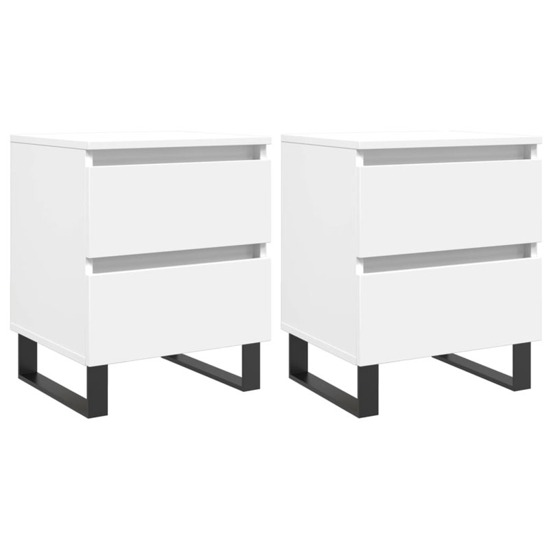 Mikaia 40cm W Iron Bedside Table, White