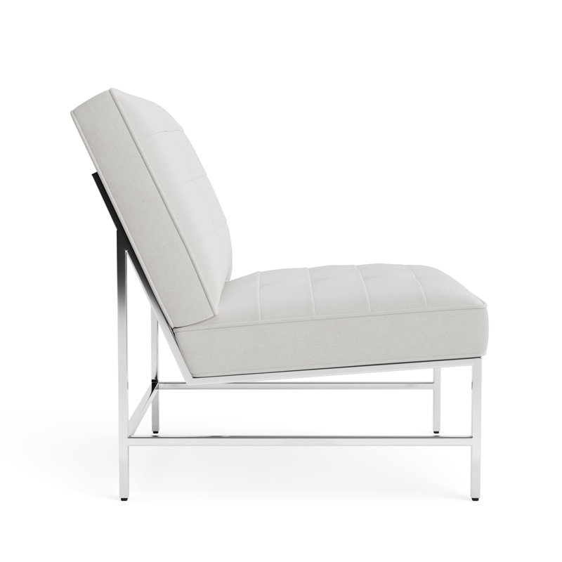 Major Chair, Performance Velvet - Silver, Polished Stainless Steel