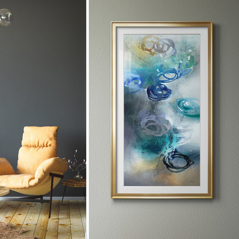 Jazzy Petals - reproduction d'art, H 14,5 po x l 26,5 po x P 1,5 po, Papier encadré doré, Blanc