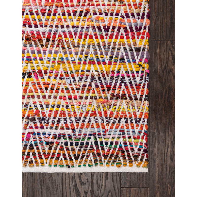 Tapis abstrait en coton fait à la main Tedesco, Rectangle 8 pi x 11 pi