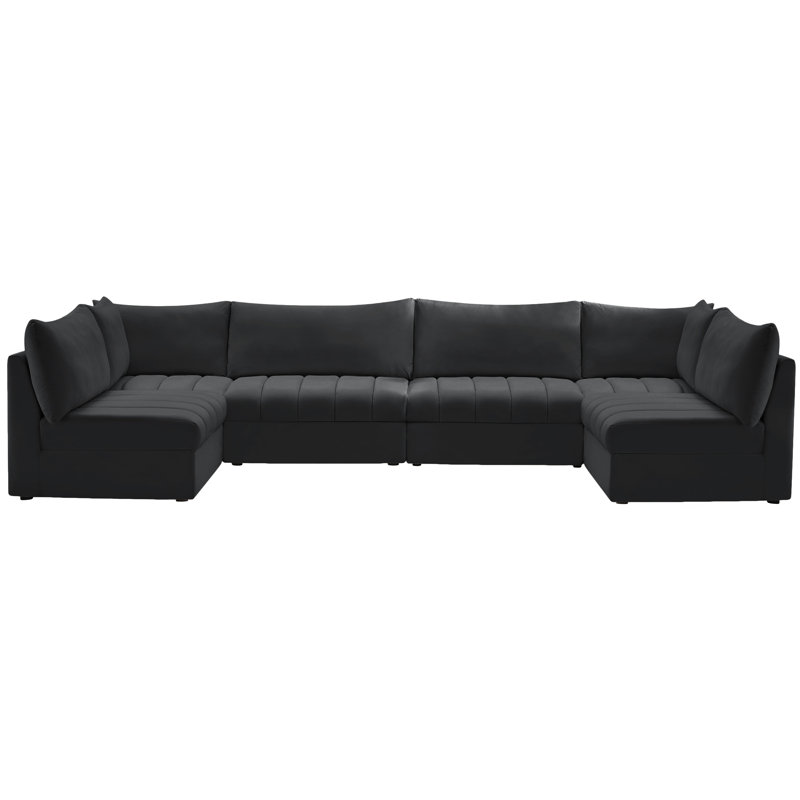 Canapé modulaire réversible en velours Haryson, Velours noir