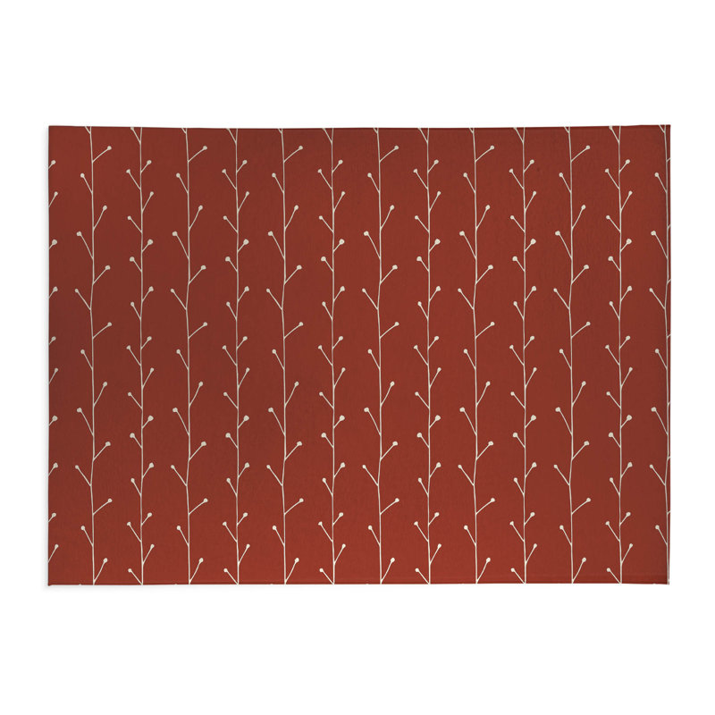 Tapis de cuisine à profil bas Vine Branch, Brique d'argile, Rectangulaire 2 pi x 3 pi
