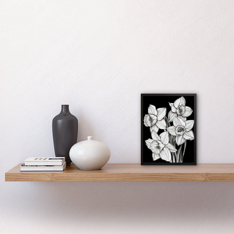 Klucevsek Daffodil Wildflower Plant Blooms Black And White - Single Picture Frame Print
