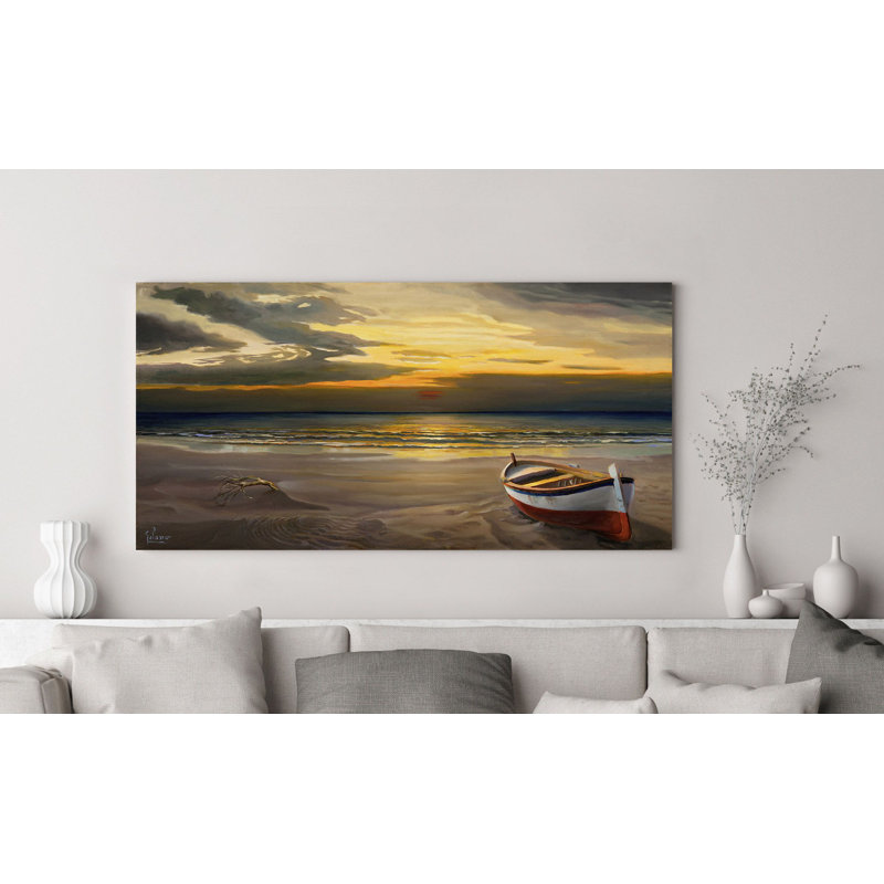Sunset On The Seashore by Adriano Galasso - Wrapped Canvas Print, 70 cm H x 140 cm W