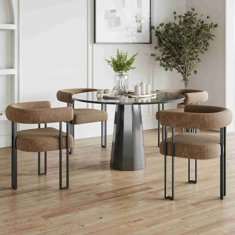 Ensemble de 2 fauteuils de salle à manger rembourrés, Café