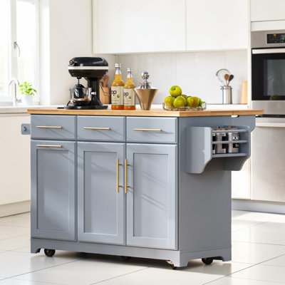 Îlot de cuisine de 59,3 po de largeur avec plateau de table extensible