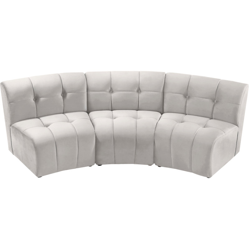Jedson Velvet Sectional Symmetrical, Cream Velvet