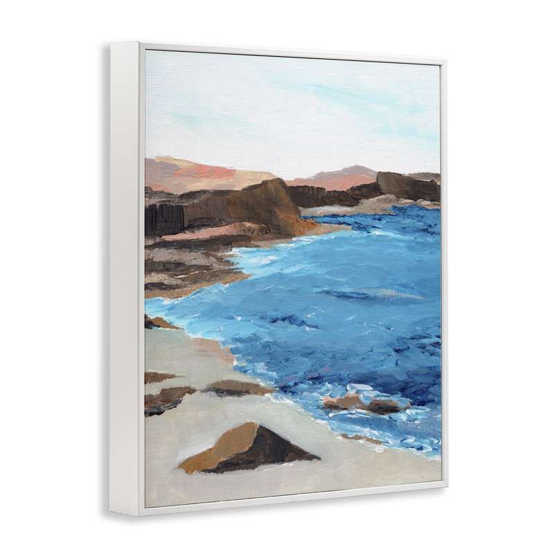  Art de giclée encadrée par Nikita Jariwala, H 30 po x l 24 po, Giclée encadrée blanc bord de mer