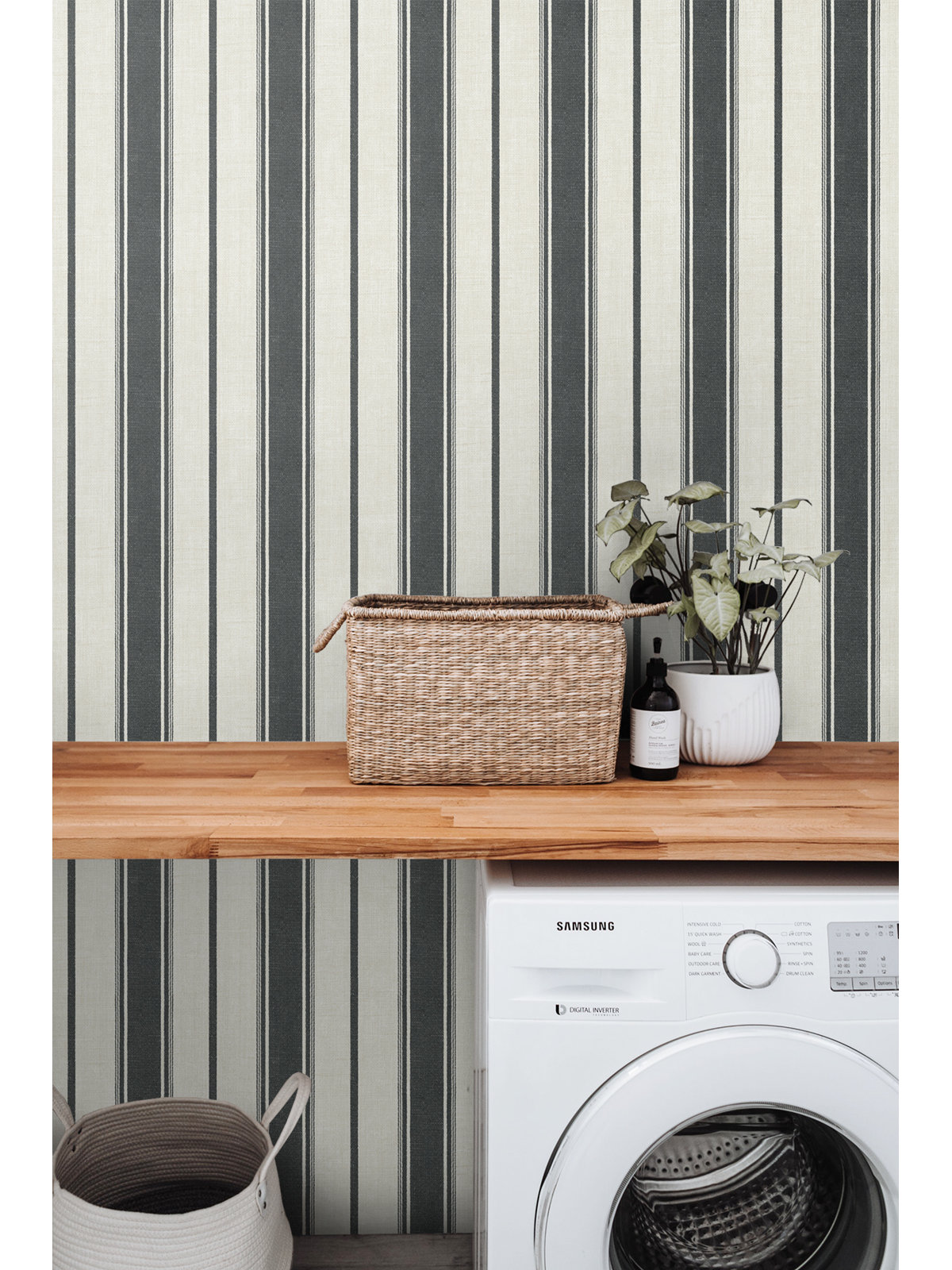 Leota Striped Wallpaper, Poppy Seed