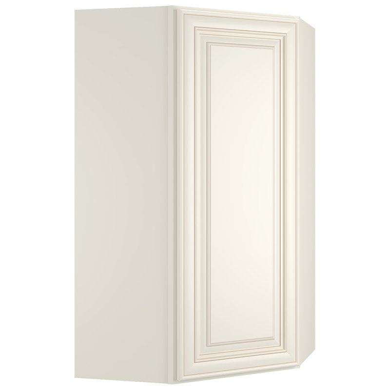 Armoire murale de coin Diagonal, H 36 po x l 27 po x P 24 po, Blanc camée