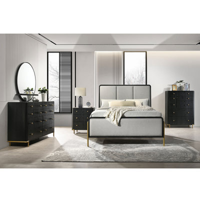 Anser Black And Grey 5-Piece Queen Bedroom Set