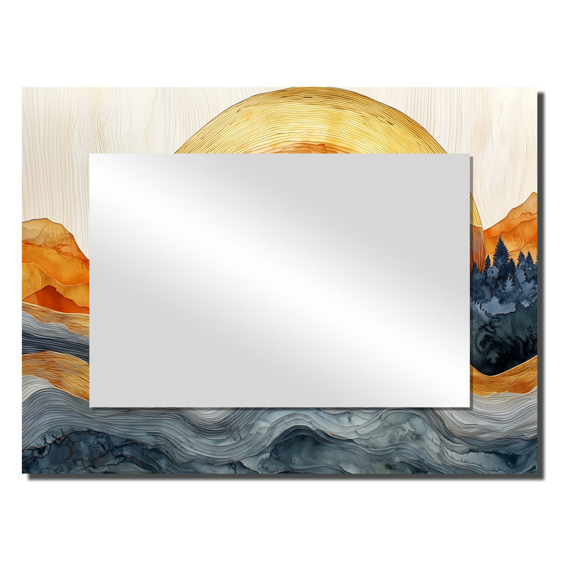Sunrise Tree In Forest Landscape I - Landscapes Mirror Wall Art - Printed On Metal, 24" x 32"