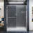 DreamLine Infinity-Z 32 inch D x 60 inch W x 74 3/4 inch H Semi-Frameless Sliding Clear Shower Door in Brushed Nickel with Center Drain Biscuit Shower Base Kit-859016580-859016603