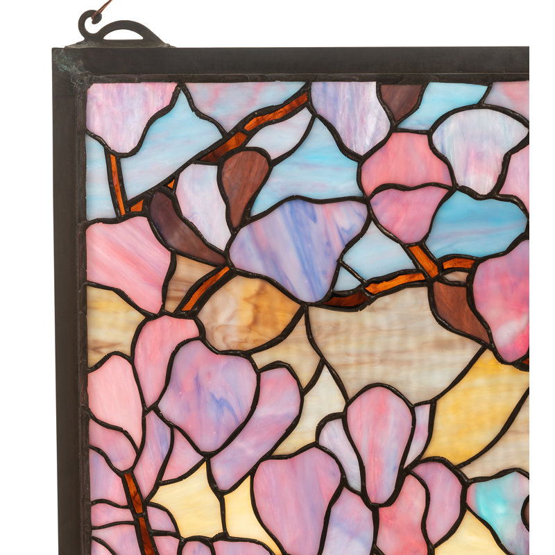 Victorian Tiffany Magnolia and Iris Stained Glass Window