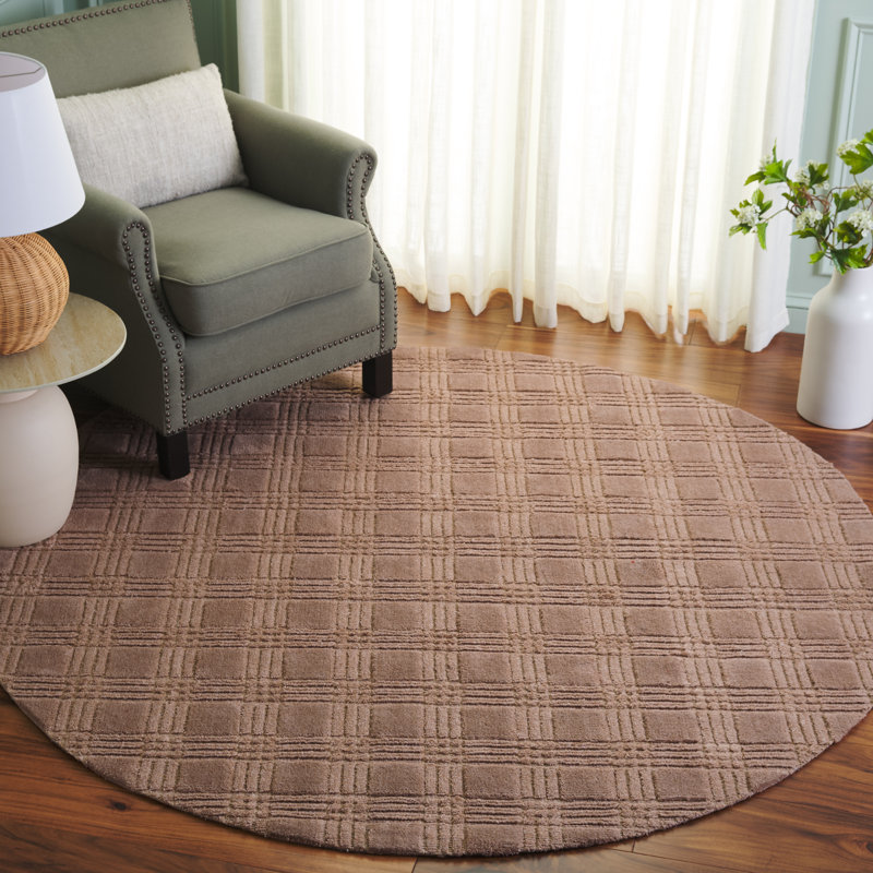 Adish Plaid Hand-Loomed Performance Area Rug, Round 6'