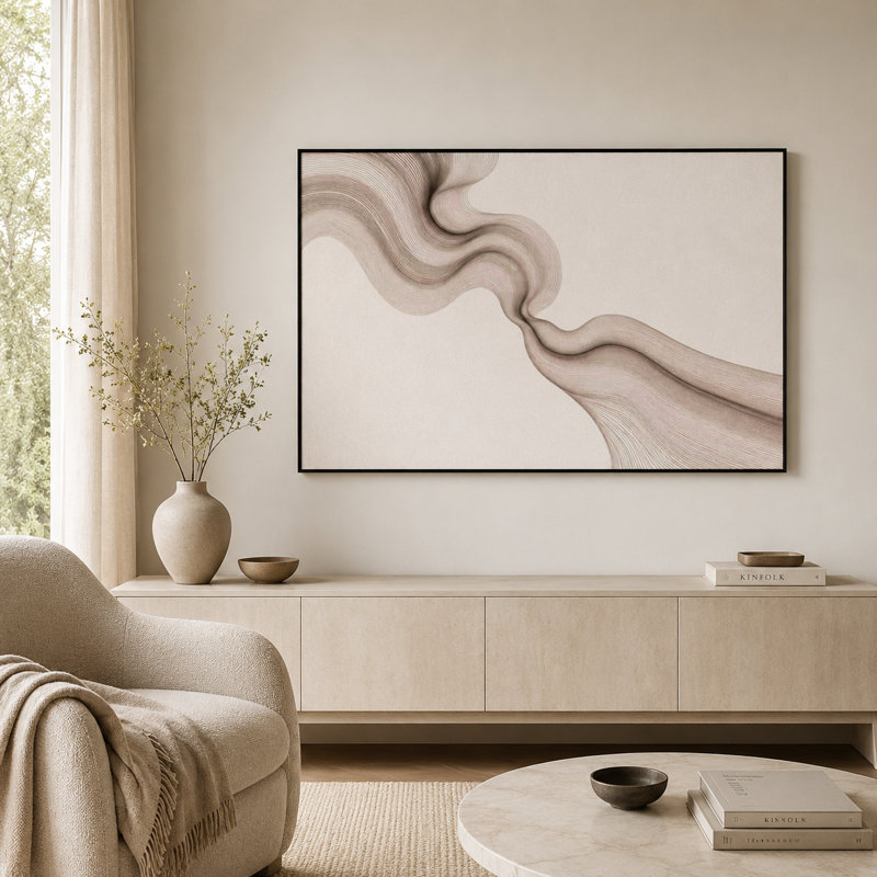 Art mural sur toile Neutral Flowing Lines I