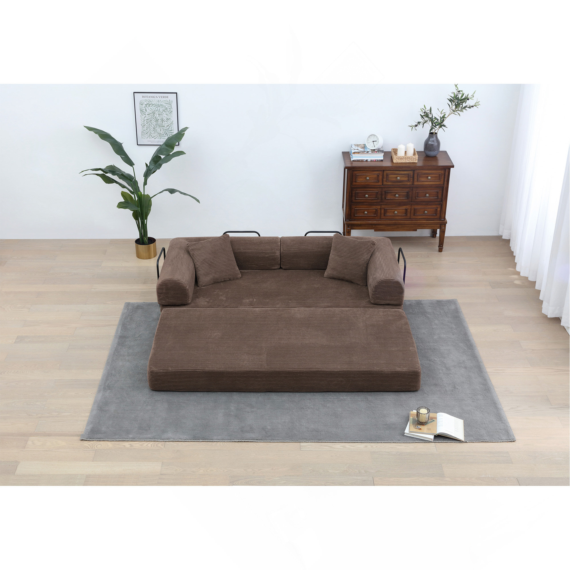 View of Latitude Run® Convertible Sleeper Sofa Bed With Cylindrical Pillow ...