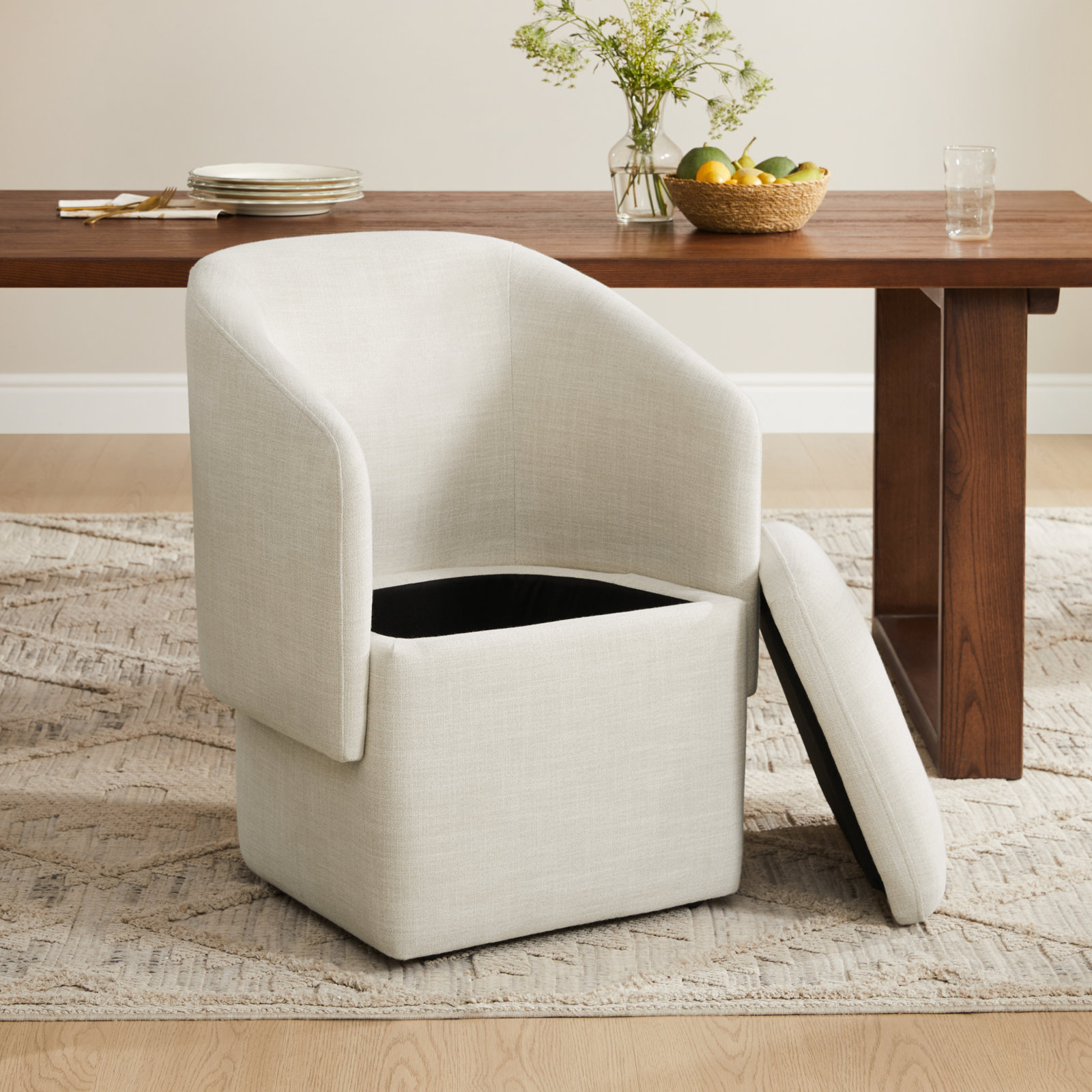 Temara Dining Armchair, Effie Linen Performance Linen