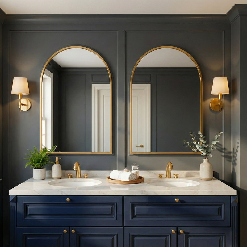 Vercher Metal Arched Bathroom/Vanity Mirrors, Gold