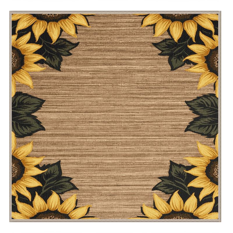  Tapis lavable en coin tournesols, Carré 7 pi