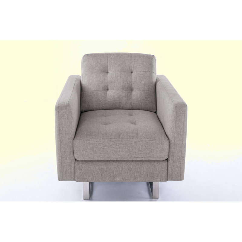 Upholstered Armchair, Beige Linen