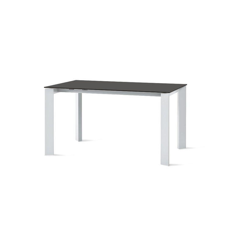 Cornelison Glass Top Dining Table, 75cm H x 160cm L x 90cm W, White, Bianco