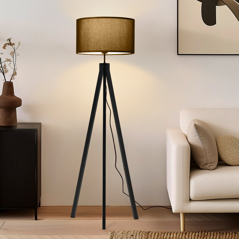 Black Tripod Floor Lamp with 3-Way Switch for Kids' Nursery