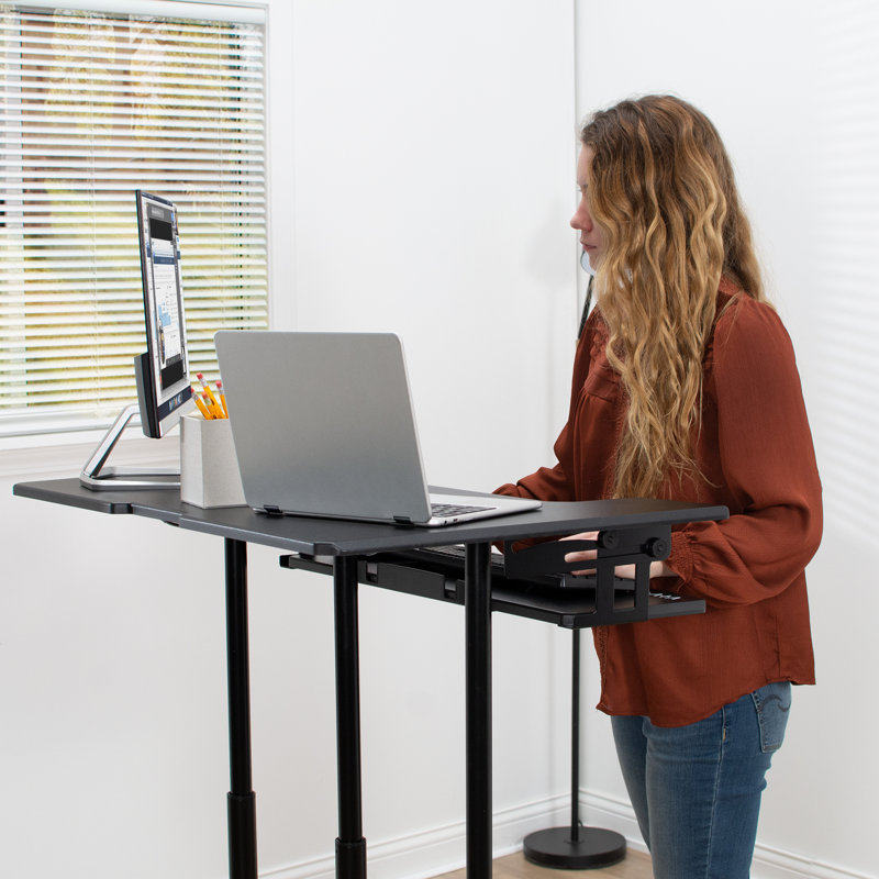 Black Adjustable Height Standing Desk with Keyboard Tray