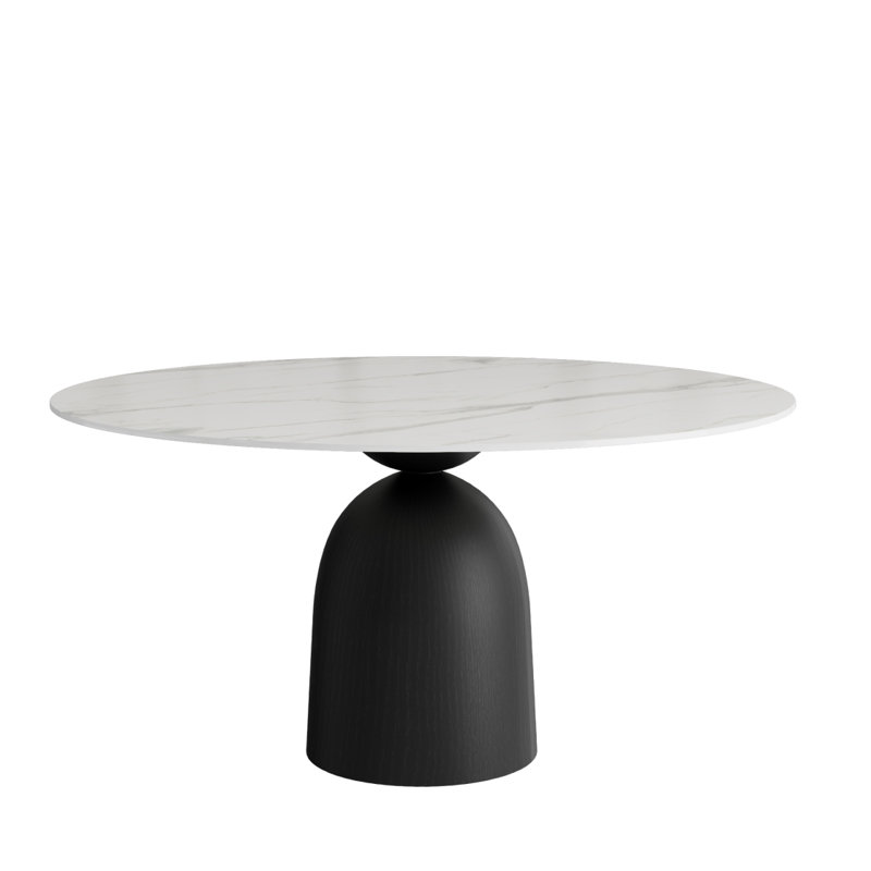 Table de salle à manger Modern, H 29,59 po x L 47,31 po x l 47,31 po, Blanc / Gris