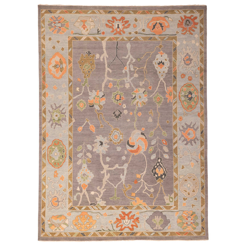 Tapis moderne gris Oushak 9 pi 10 po x 13 pi 9 po