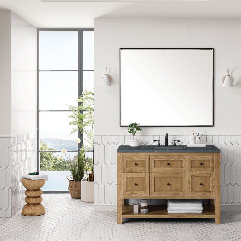 Breckenridge 48'' W Single Vanity, Light Natural Oak, Parisien Bleu, 8" Widespread