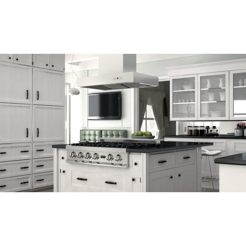 36" Professional 700 CFM Ducted Island Range Hood in Brushed Stainless Steel