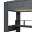 Lit mezzanine simple en bois avec bureau, tablettes multiples, DEL, unités de rangement multiples gris foncé, Hub
