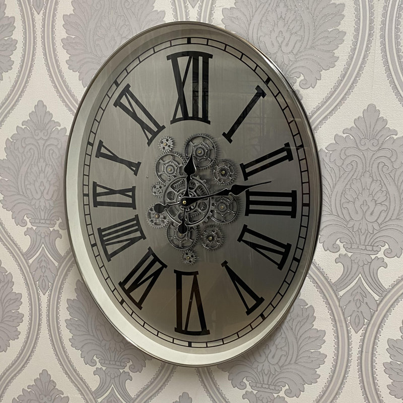 Aamya Metal Wall Clock Visible Working Gears Design - Hand Finished Rear Hanging Hook Stylish Decorative Home Timepiece Decor