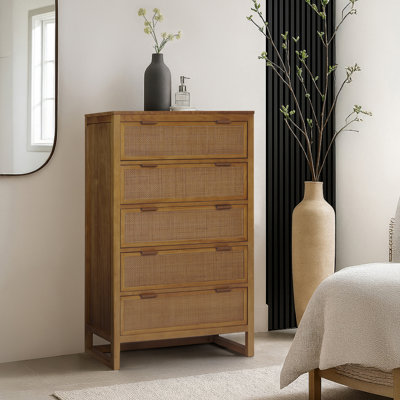 Solid Wood 77 cm W Chest of 5 Drawers